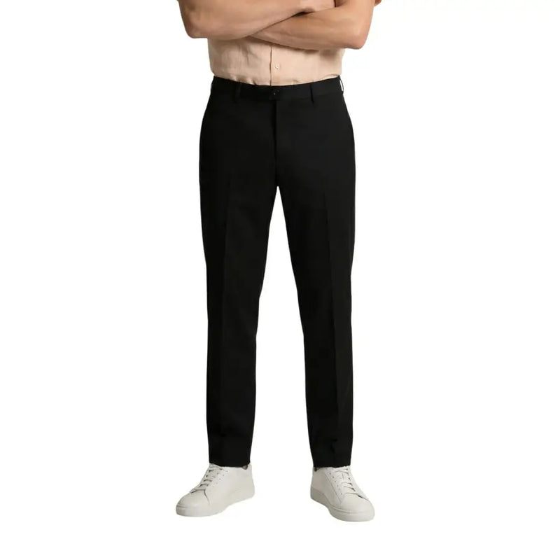 Tailleur noir Gianni Lupo Pantalon pour homme en polyester viscose, coupe droite élégante et plis discrets