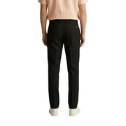 Gianni Lupo Pantalon noir pour homme en polyester viscose, coupe droite élégante et détails de coutures discrets.