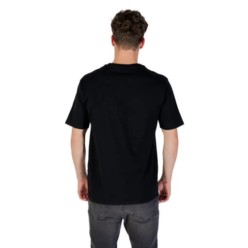 Gianni Lupo men black printed short sleeve cotton t shirt with crew neck and short sleeves in a classic fit
