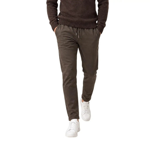 Pantalon de jogging en coton vert olive foncé avec taille élastiquée et jambes fuselées par gianni lupo pantalon stretch pour homme