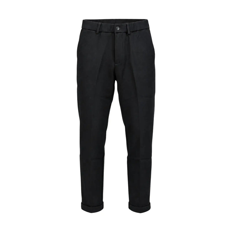Noir Gianni Lupo Pantalon décontracté pour homme en polyester, coupe moderne et élégante, avec de discrets plis à la taille
