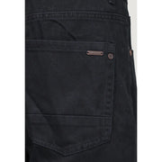 verso de Gianni Lupo Jean en denim noir de coton pour homme, à la texture subtile et à l'étiquette métallique de la marque sur la poche