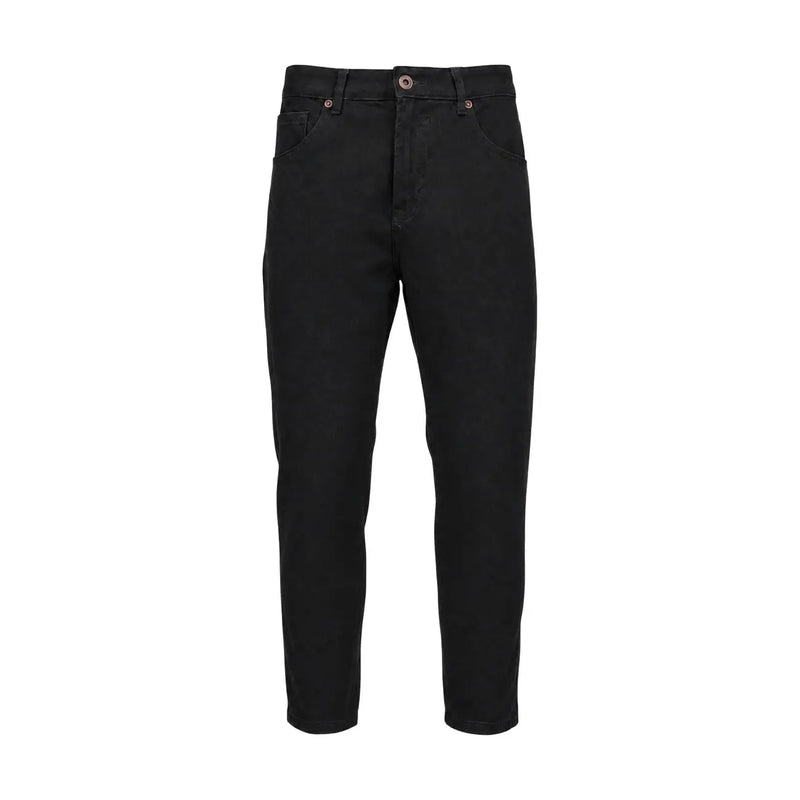 Coton noir gianni lupo Pantalon pour homme en jean noir à jambes droites avec fermeture à boutons argentés