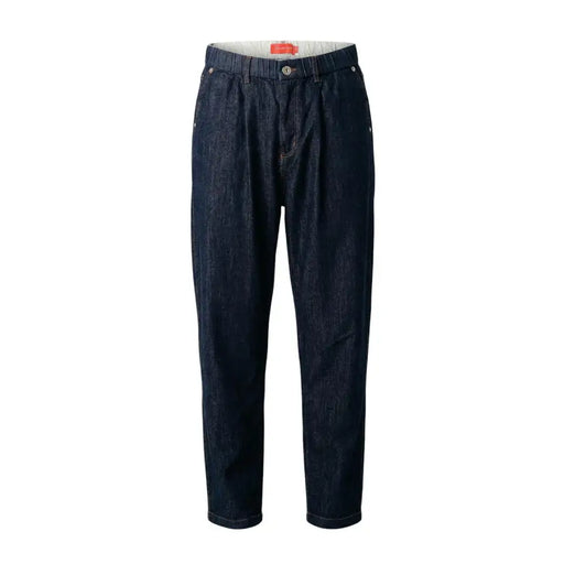 Gianni lupo Jean homme bleu en coton stretch coupe slim, pantalon en denim indigo foncé avec taille élastiquée