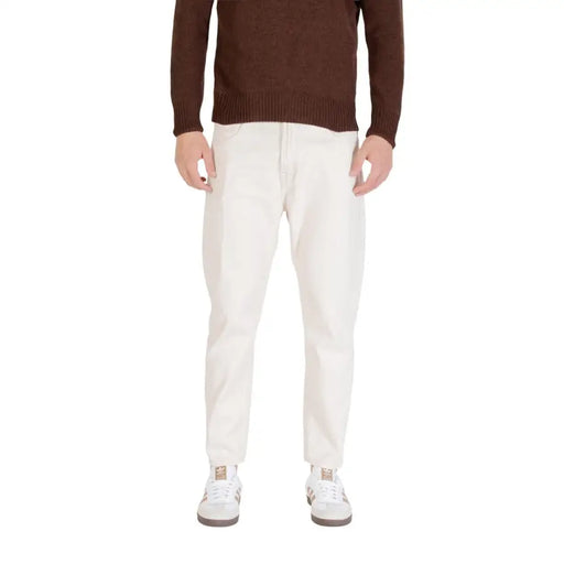 Coupe ajustée couleur crème gianni lupo Jean homme blanc en coton denim gl6228q-f25, coupe moderne