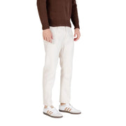 Pantalon slim couleur crème en tissu lisse et léger Gianni Lupo Jean homme blanc en coton denim gl6228q-f25
