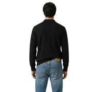 Chemise noire à manches longues Gianni Lupo polo à col et poignets côtelés en maille de viscose