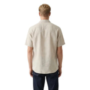 Chemise beige en lin à manches courtes et col classique de Gianni Lupo conçu pour les hommes