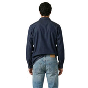 Gianni Lupo Chemise homme en denim bleu foncé avec col classique et poignets boutonnés pour un look décontracté et élégant