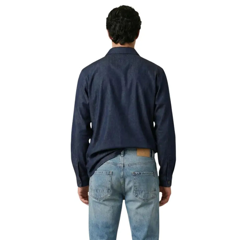 Gianni Lupo Chemise homme en denim bleu foncé avec col classique et poignets boutonnés pour un look décontracté et élégant