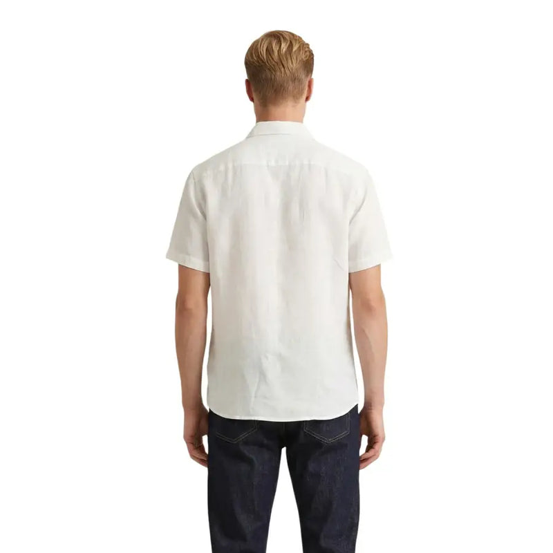 Gianni Lupo Chemise blanche pour homme, manches courtes, boutonnée, col classique et texture subtile, idéale pour les occasions formelles.