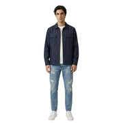 bleu marine gianni lupo Chemise pour homme à col classique et deux poches poitrine, confectionnée dans un tissu de haute qualité.