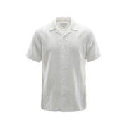 Gianni Lupo Chemise pour homme blanche impeccable à manches courtes, boutonnée, avec col classique et texture subtile