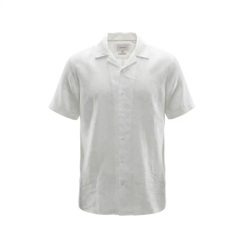 Gianni Lupo Chemise pour homme blanche impeccable à manches courtes, boutonnée, avec col classique et texture subtile
