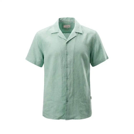 Gianni Lupo Chemise homme vert menthe clair à manches courtes, boutonnée, avec col classique et texture subtile