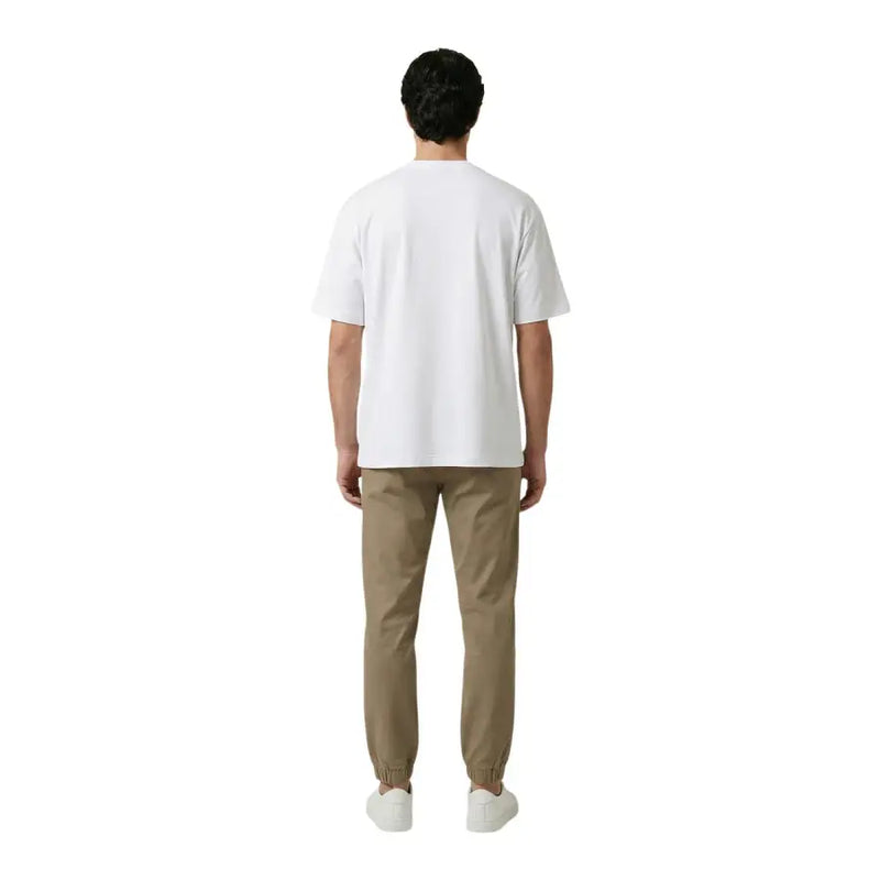 Gianni Lupo T-shirt homme blanc en coton à manches courtes et col rond simple, idéal pour une tenue décontractée.