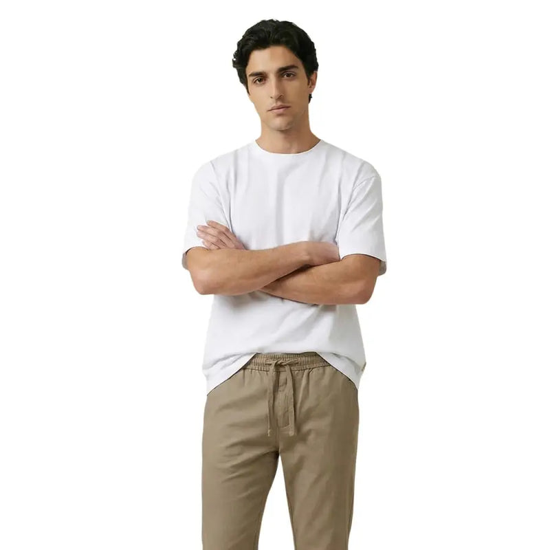 Gianni lupo T-shirt homme blanc en coton à manches courtes et col rond, coupe décontractée et design à col ras du cou