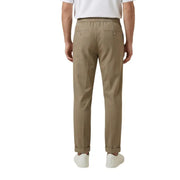 Gianni Lupo Pantalon homme kaki coupe slim avec taille élastiquée et ourlets roulés pour un confort décontracté