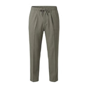 Vert olive gianni lupo Pantalon pour homme à taille élastiquée avec cordon de serrage, coupe ajustée, mélange polyester-viscosité