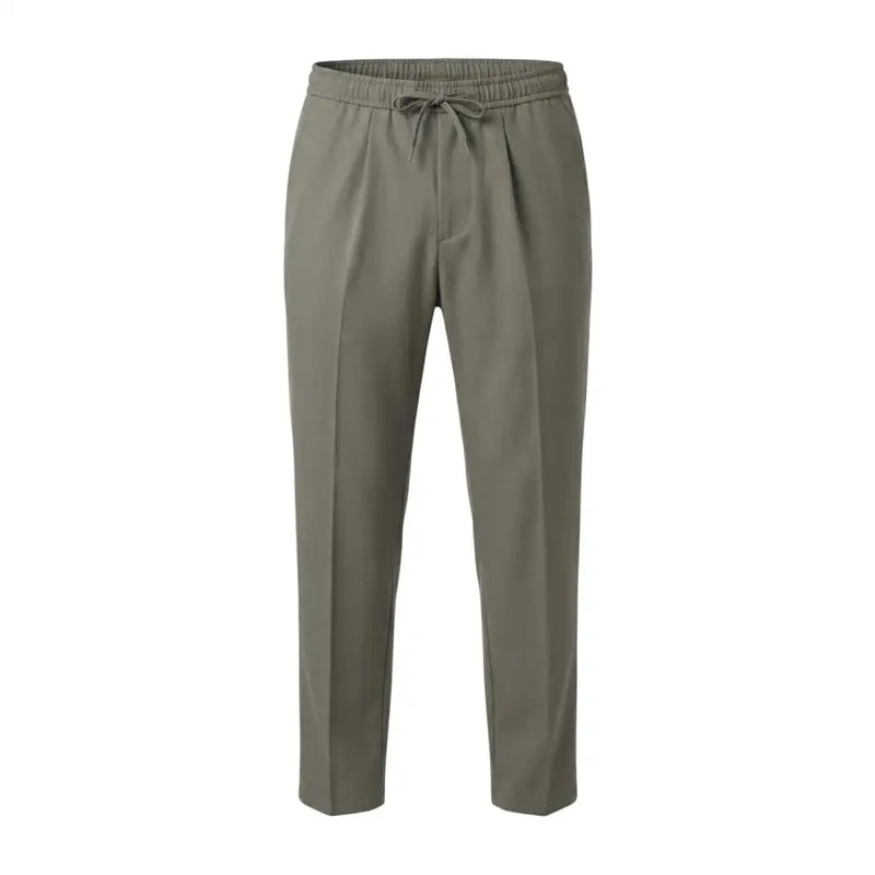 Vert olive gianni lupo Pantalon pour homme à taille élastiquée avec cordon de serrage, coupe ajustée, mélange polyester-viscosité