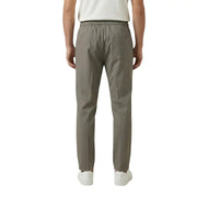 Gianni lupo Pantalon homme vert en polyester viscose, coupe slim, taille élastique kaki, poche arrière (vue de dos)