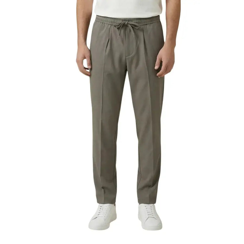 plissé vert olive gianni lupo Pantalon homme à taille élastiquée avec cordon de serrage, en polyester viscose, modèle GL002LT