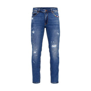 Gianni Lupo Jean slim BRUCE pour homme en denim bleu avec détails déchirés et usés, vue de face