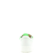 Baskets montantes Giuseppe Zanotti pour homme en cuir blanc avec fermeture éclair et détails vert fluo sur la languette du talon et les lacets.