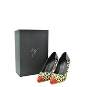 Escarpins léopard pour femme Giuseppe Zanotti en daim avec bouts rouges et détails noirs pailletés