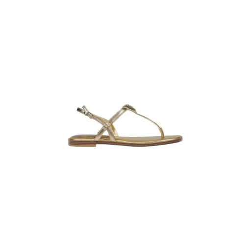 Gold-colored Guess Women Sandals with Bow and Buckle, stylish thong design