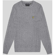 Gray cable-knit sweater displayed in the product listing, ideal for casual wear