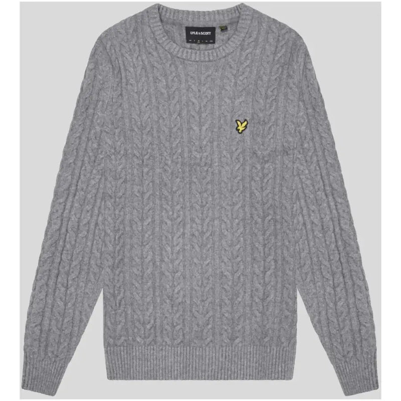 Gray cable-knit sweater displayed in the product listing, ideal for casual wear