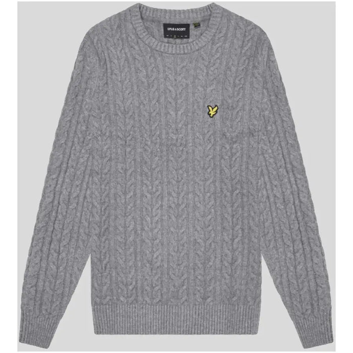 Gray cable-knit sweater displayed in the product listing, ideal for casual wear