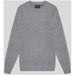 Gray cable-knit sweater displayed in the product listing, ideal for casual wear