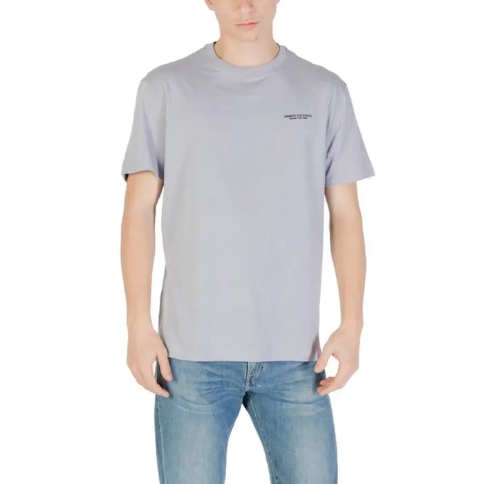 Gray crew neck T-shirt from Armani Exchange Men’s Blue Printed Round Neck T-Shirt collection