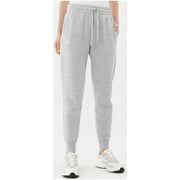 Gray heathered drawstring sweatpants with side pockets and under armour logo on the left thigh