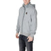 Gray hooded zip-up Napapijri sweatshirt for men made of cotton