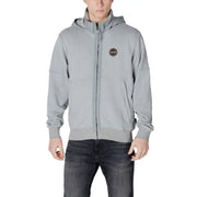 Gray hooded zip-up sweatshirt from Napapijri for men in cotton material