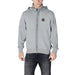 Gray hooded zip-up sweatshirt from Napapijri for men in cotton material