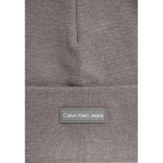 Gray knit beanie with a logo patch from Calvin Klein for casual winter wear