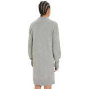 Gray knit sweater dress featuring CK logo for stylish comfort and elegance
