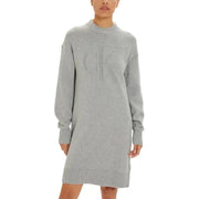 Gray knit sweater dress featuring the CK Logo for a cozy and stylish look