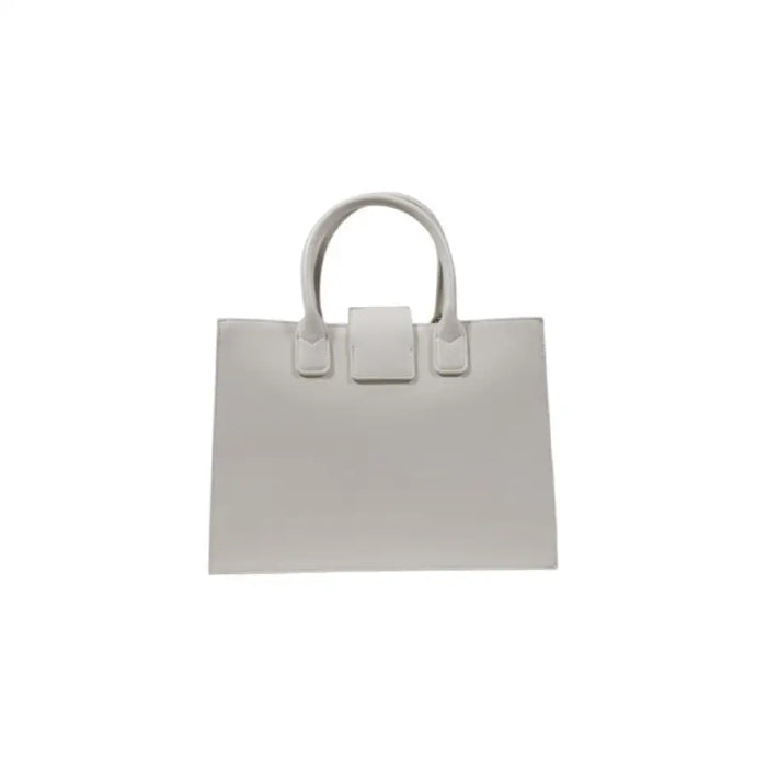 Gray leather tote bag from Leather Tote Bag in Gray, Light Gray and White collection