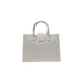 Gray leather tote bag from Leather Tote Bag in Gray, Light Gray and White collection