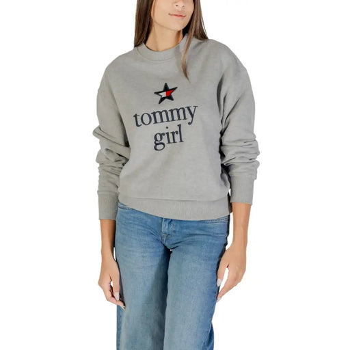 Gray long-sleeve Tommy Girl sweatshirt with star logo from Tommy Hilfiger Women collection