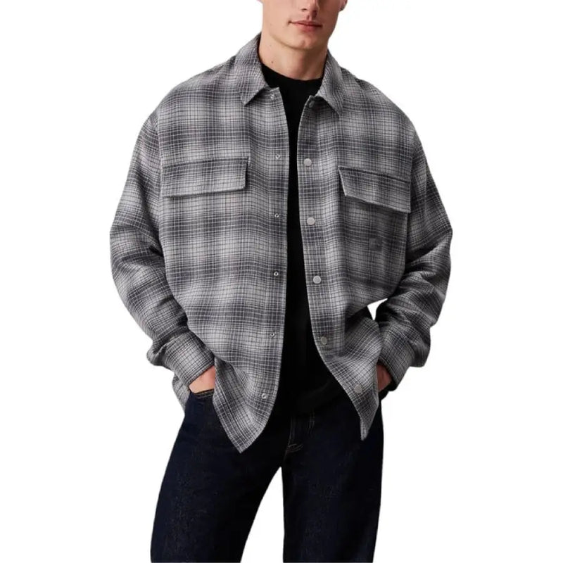 Gray plaid overshirt from Calvin Klein Jeans Men’s Checked Button Shirt collection