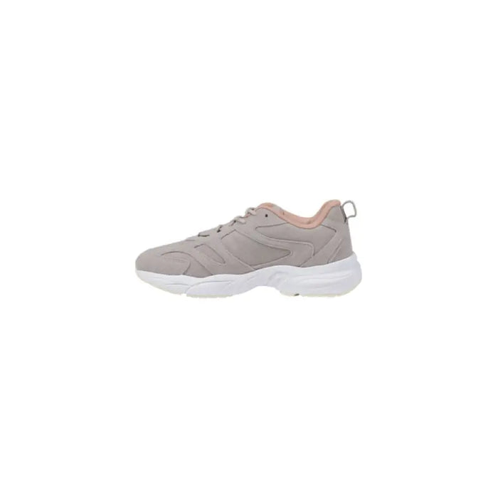 Gray and white athletic shoe suitable for sports and casual wear
