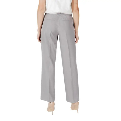 Gray Drawstring Waist Trousers featuring stylish wide-leg design for a comfortable fit