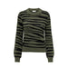 Green and Black Zebra Striped Sweater displayed as a stylish knitwear piece
