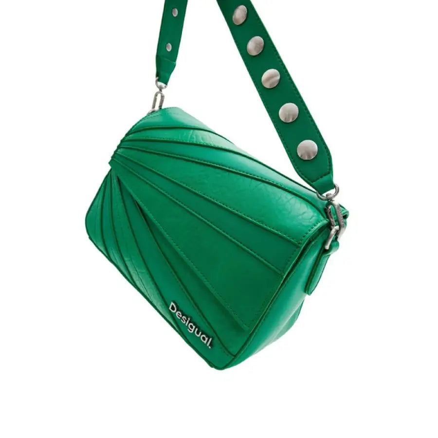 
                      
                        Desigual Desigual women green leather bag with silver hardware on display
                      
                    